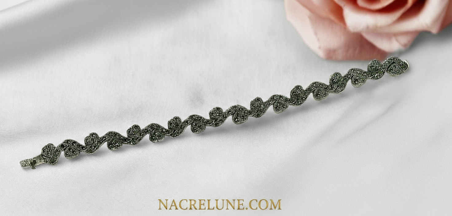 Bracelet en argent et marcassites nacrelune.com bracelet