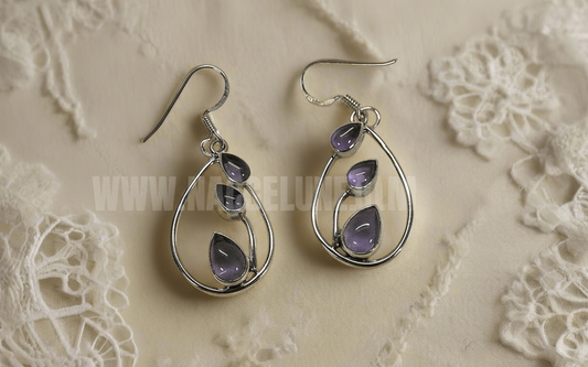 Boucles d’oreille en argent : sélectionnez vos pierres Améthyste NACRELUNE boucles d'oreille