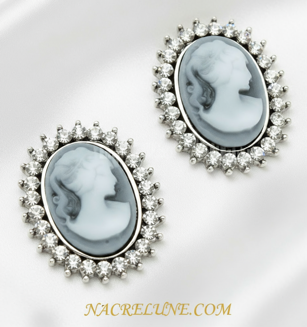 Boucles d'oreille camée fantaisie NACRELUNE boucles d'oreille