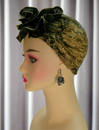 Boucles d’oreille en argent et marcassites en forme de rose