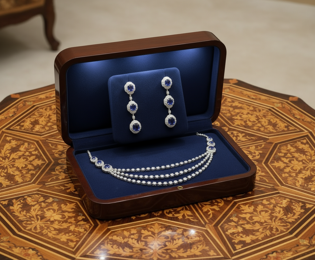 Parure de petits strass bleu roi nacrelune.com parure