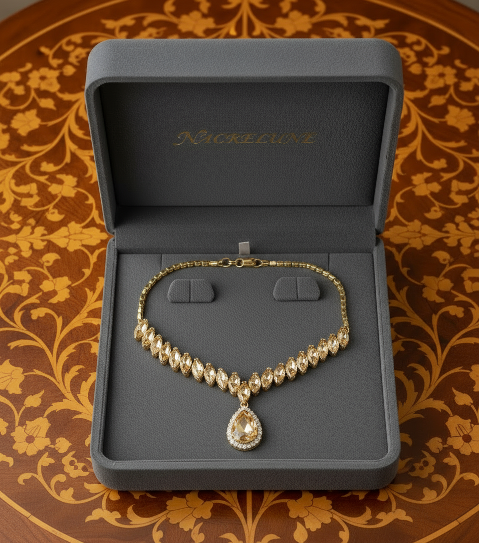 Parure en zirconia imitant la topaze fumée nacrelune.com parure