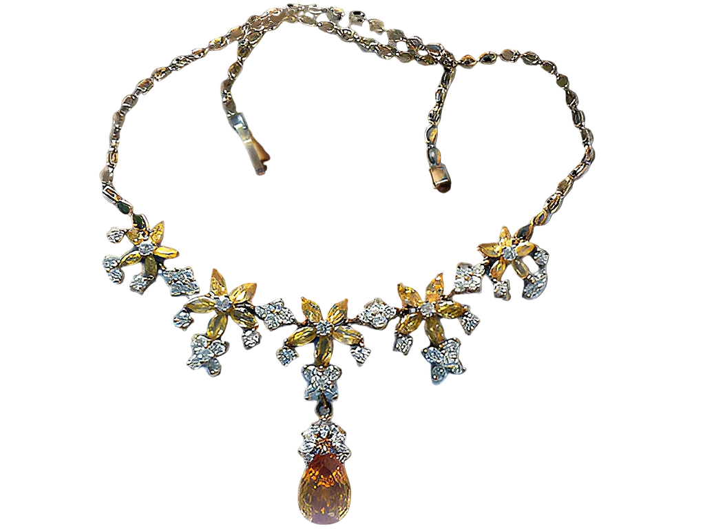 collier en zirconia imitation topazes jaunes et diamants nacrelune.com collier