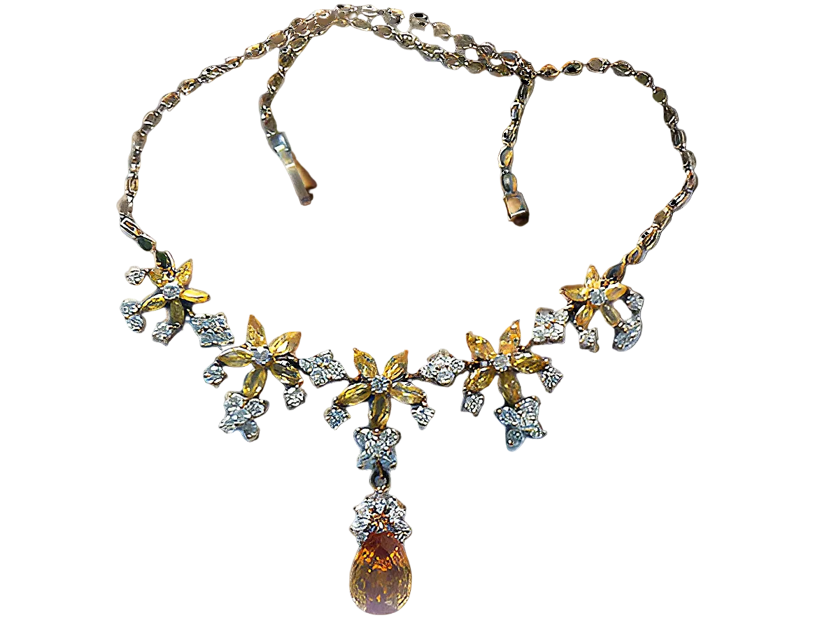 collier en zirconia imitation topazes jaunes et diamants nacrelune.com collier