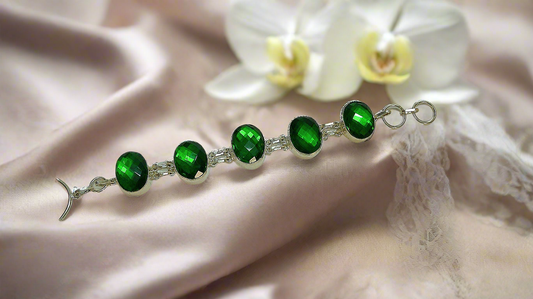Bracelet en argent avec gros quartz verts taillés
