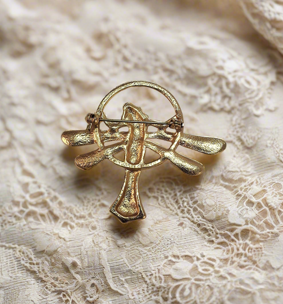 Broche dorée art nouveau nacrelune.com broche
