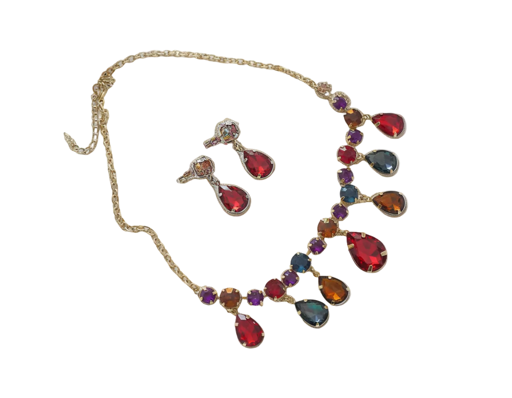 Parure en strass fantaisie multicolores nacrelune.com parure