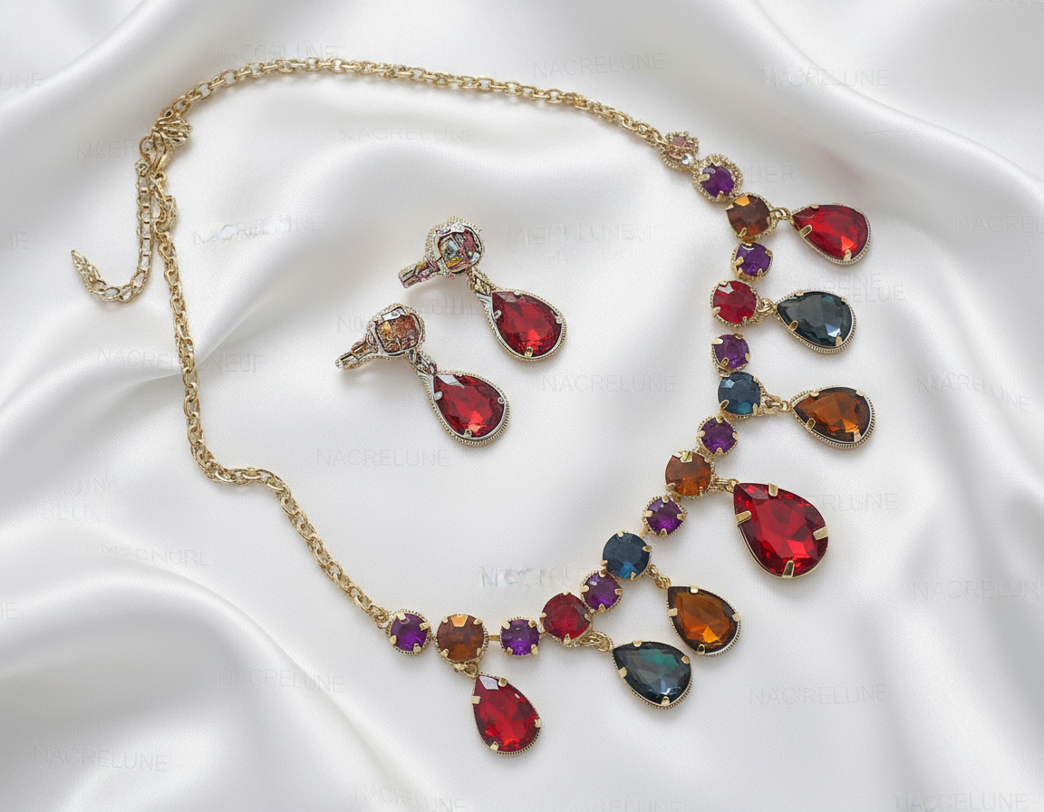 Parure en strass fantaisie multicolores NACRELUNE parure