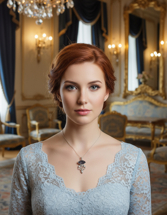 Pendentif argent 925 et pierre de soleil sculptée NACRELUNE pendentif