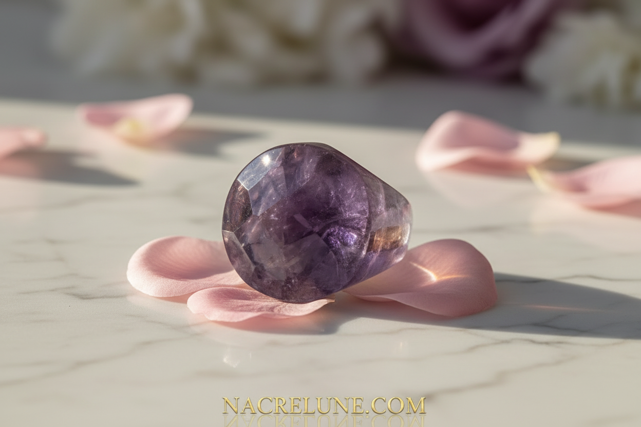 Bague en améthyste naturelle nacrelune.com Bague