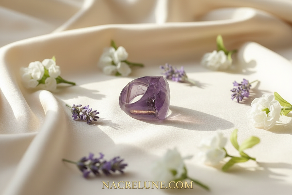 Bague en améthyste naturelle 59 nacrelune.com Bague