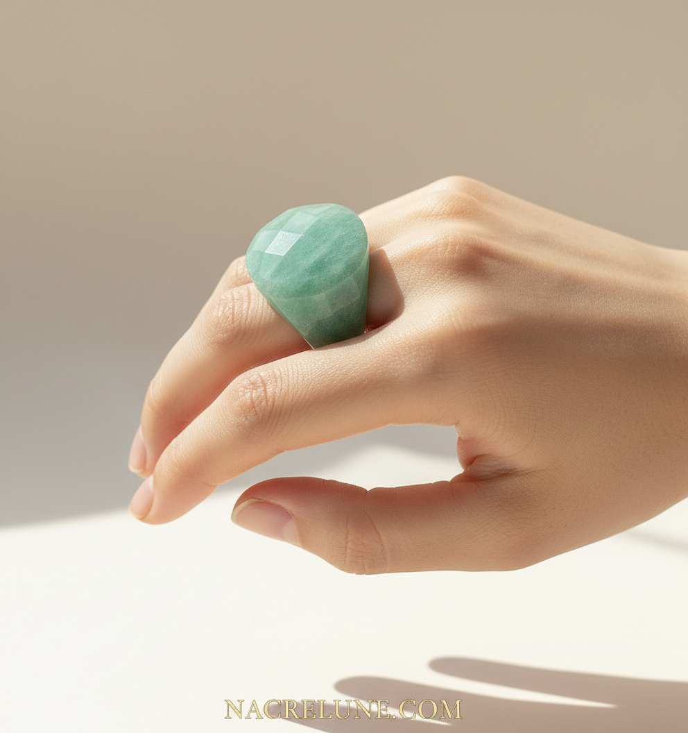 Bague en amazonite naturelle nacrelune.com Bague