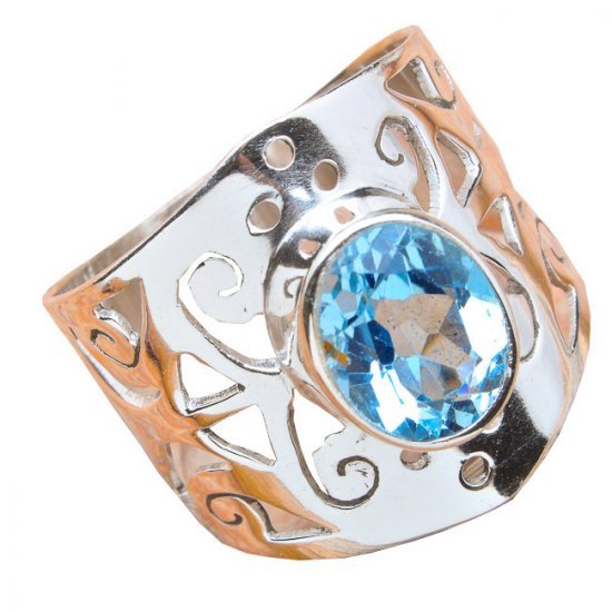 Bague argent avec topaze bleue taillée R56 - NACRELUNEBague argent avec topaze bleue taillée R56Bague argent avec topaze bleue tailléeNACRELUNE