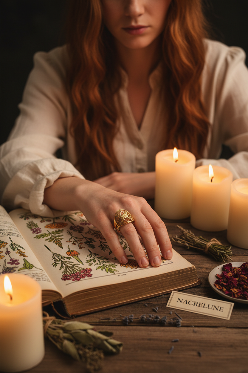 Bague Réglable Symboles Spirituels – Plaqué Or | NACRELUNE NACRELUNE Bague