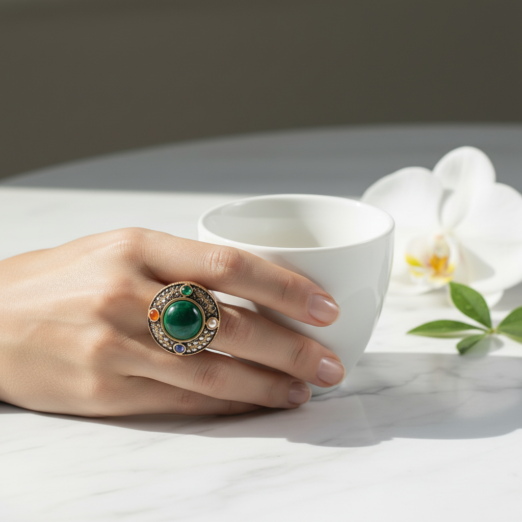 Bagues en bois naturel avec pierres véritables nacrelune.com Bague