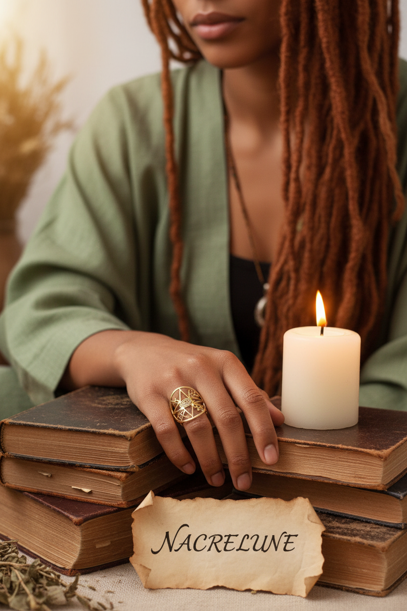 Bague Réglable Symboles Spirituels – Plaqué Or | NACRELUNE NACRELUNE Bague