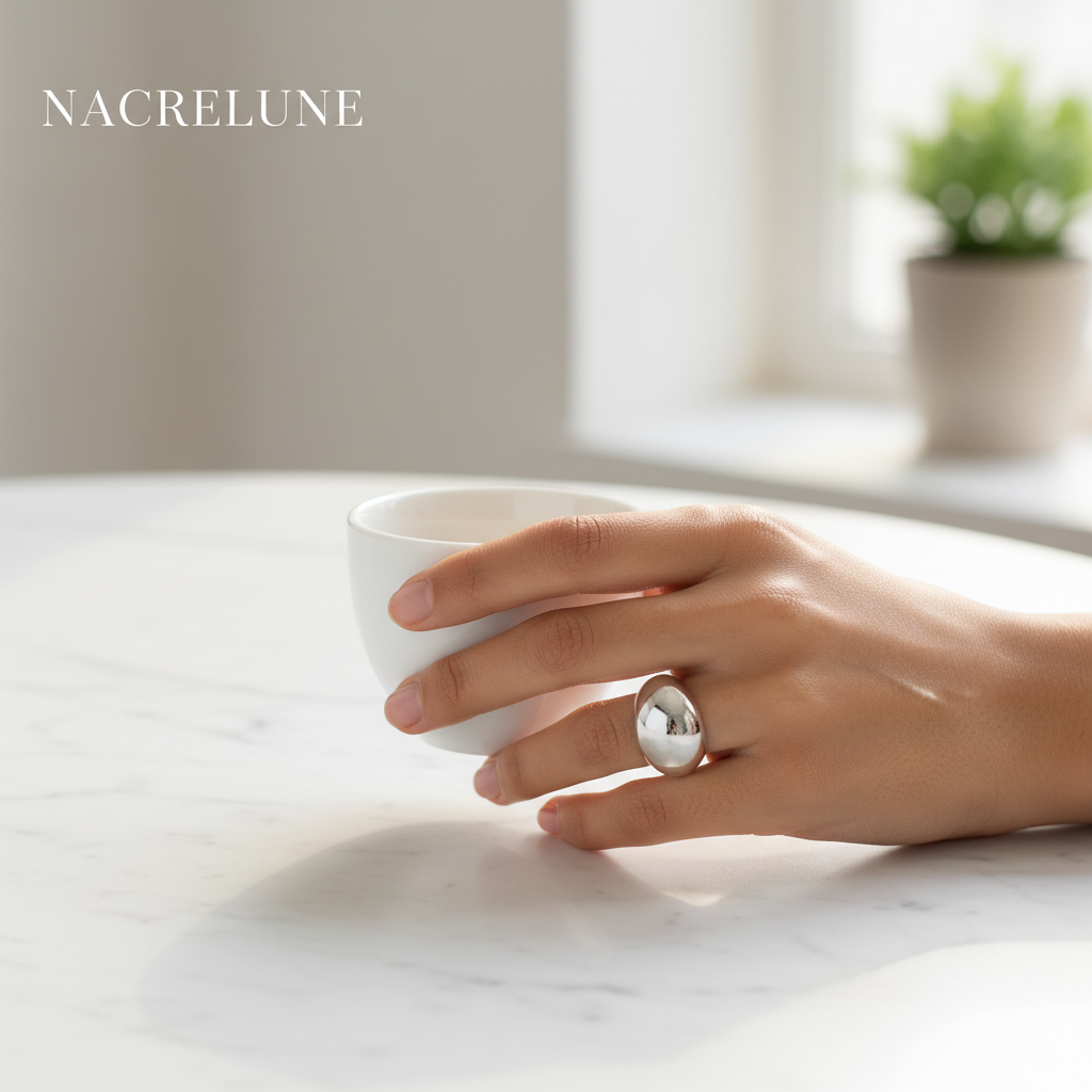 Bague Réglable en Argent véritable- Bijou Tendance Élégant et Ajustable nacrelune.com Bague