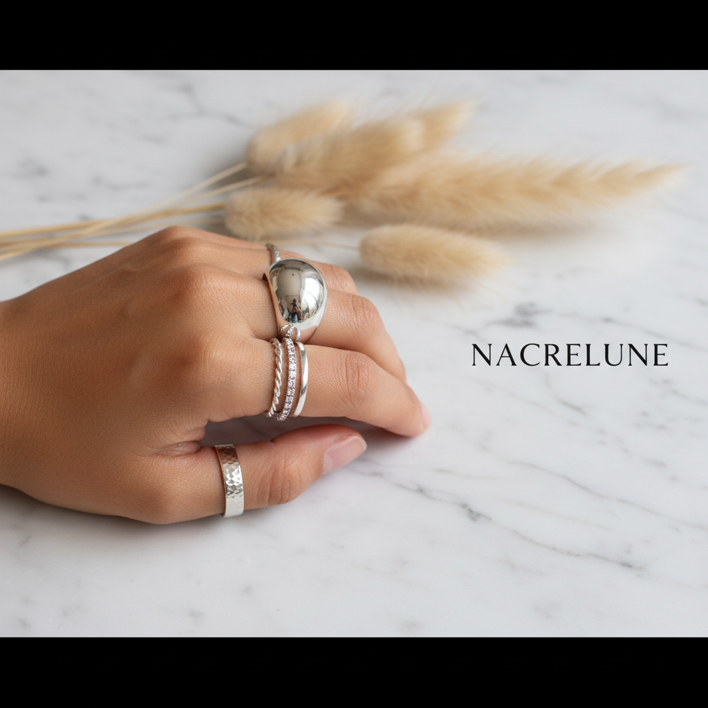 Bague Réglable en Argent véritable- Bijou Tendance Élégant et Ajustable nacrelune.com Bague