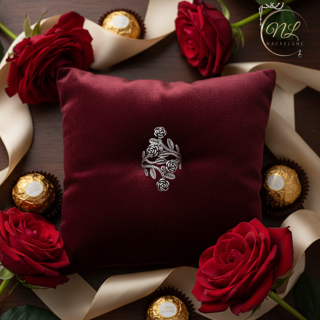 Bague réglable fantaisie avec roses nacrelune.com Bague