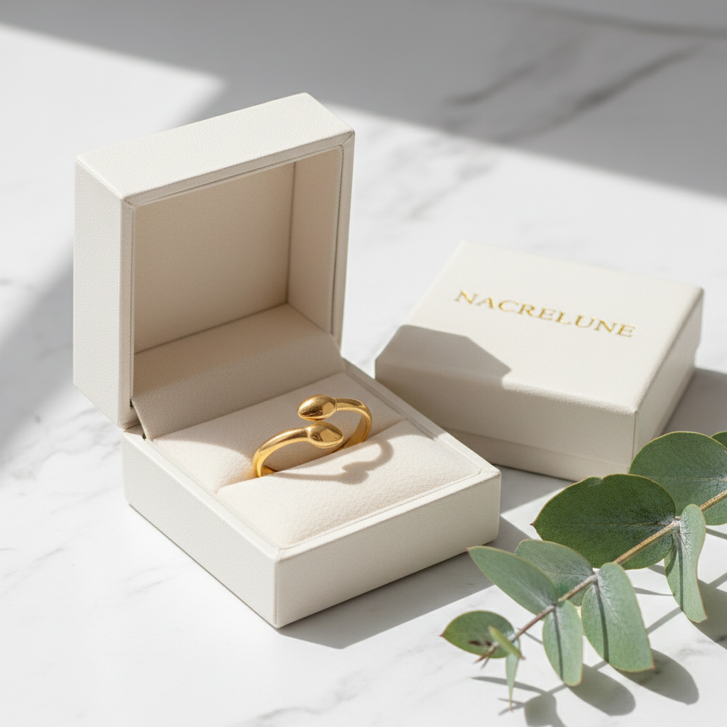 Bague Serpent Réglable en Plaqué Or – Double Tête | NACRELUNE nacrelune.com Bague