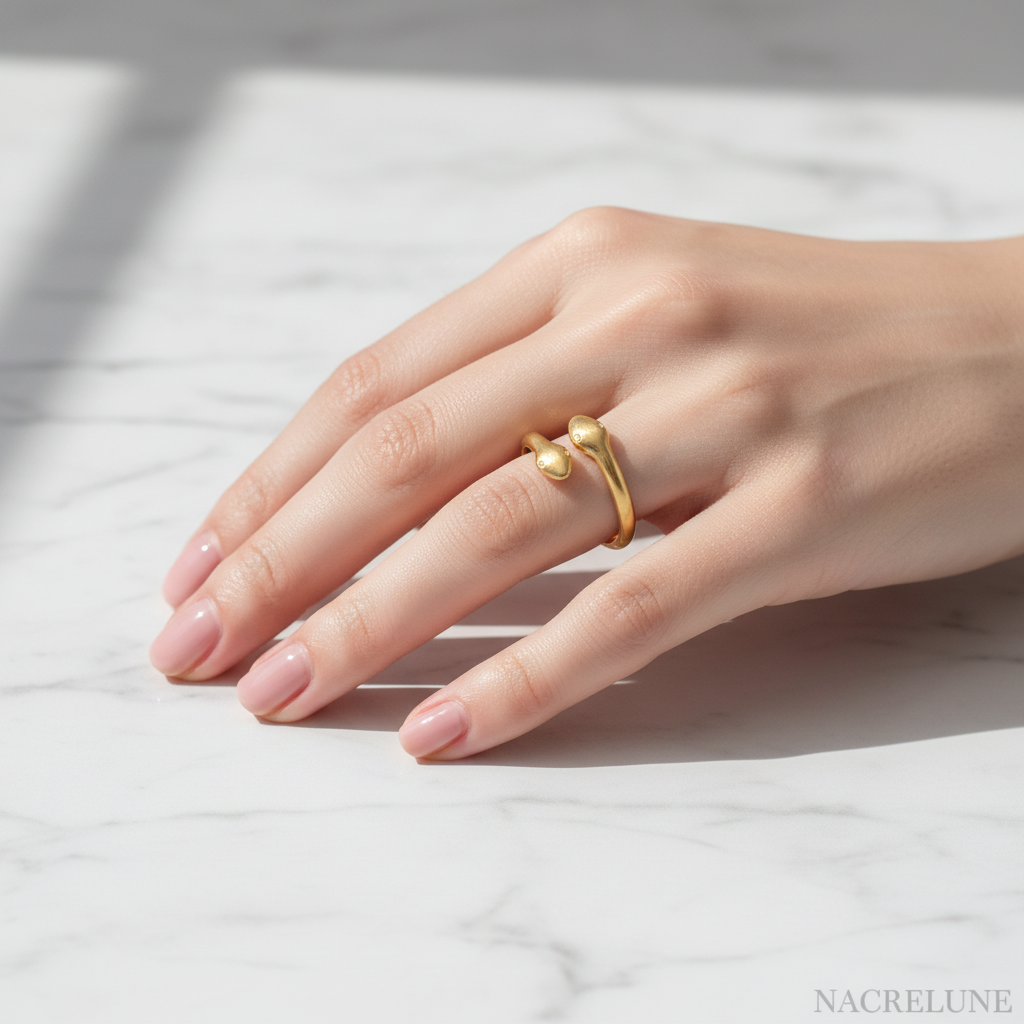 Bague Serpent Réglable en Plaqué Or – Double Tête | NACRELUNE nacrelune.com Bague