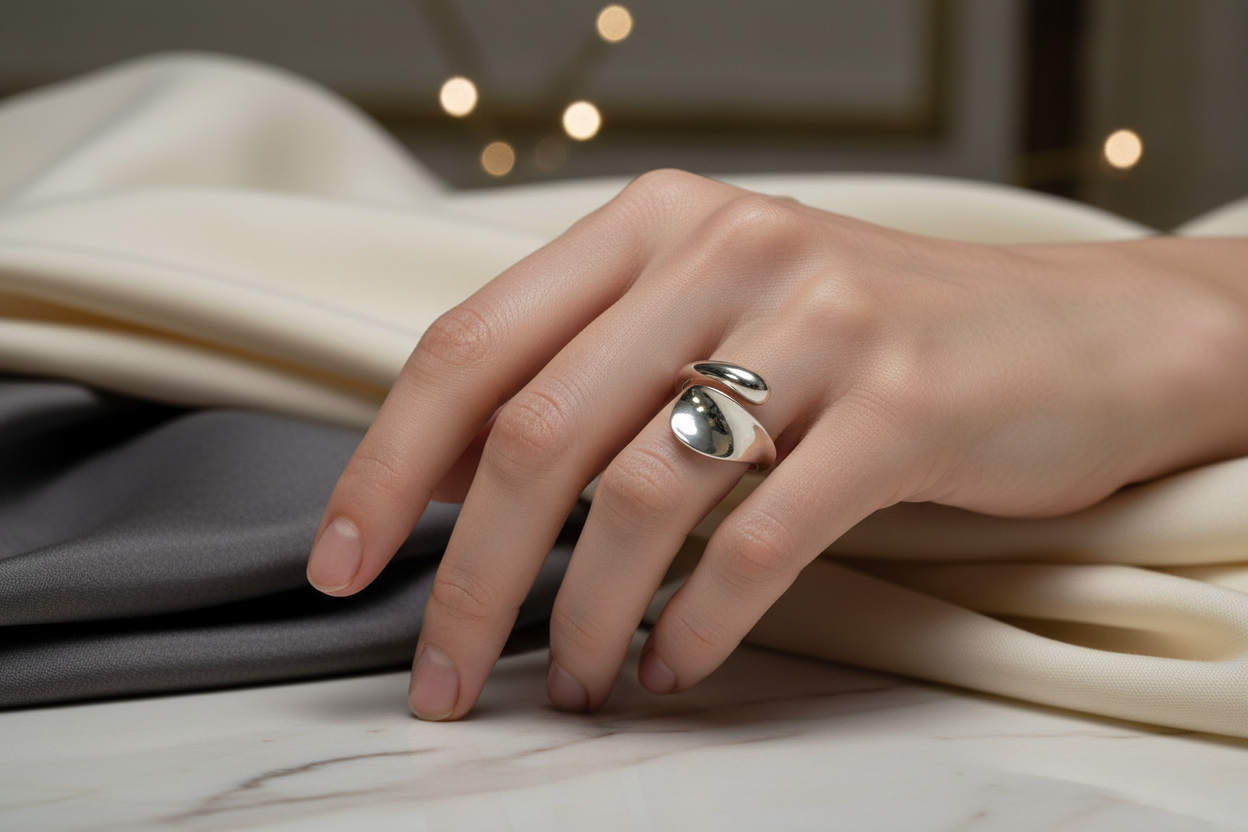 Bague en argent réglable NACRELUNE Bague