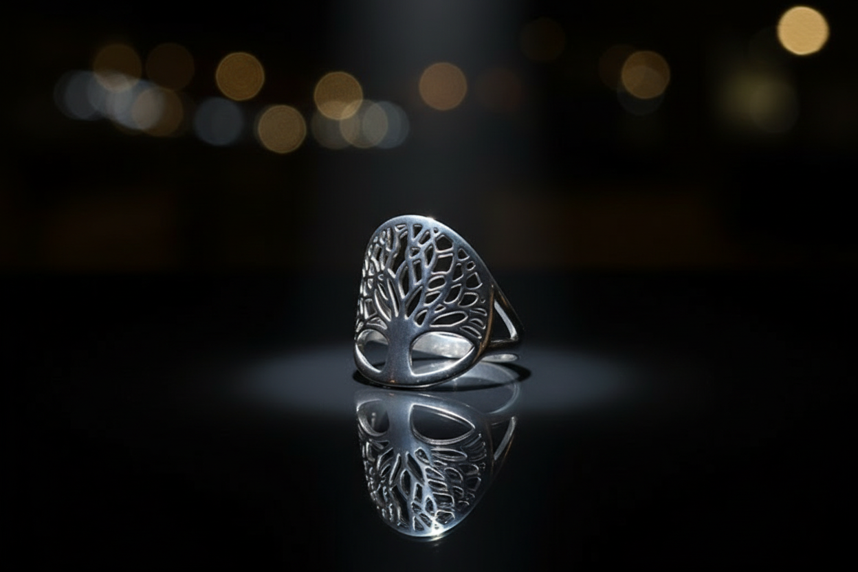 Bague en argent en forme d’arbre NACRELUNE Bague