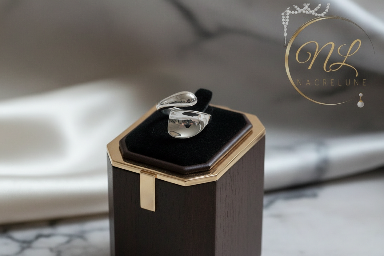 Bague en argent réglable NACRELUNE Bague