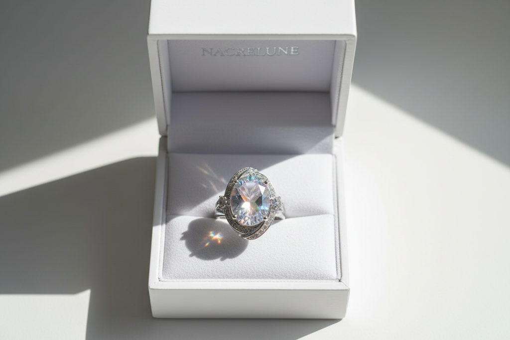 Bague argent 925 avec topaze traitée "mystique" arc en ciel nacrelune.com Bague