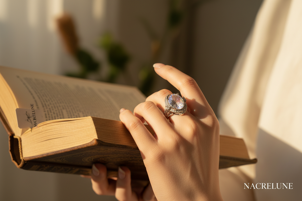Bague argent 925 avec topaze traitée "mystique" arc en ciel nacrelune.com Bague