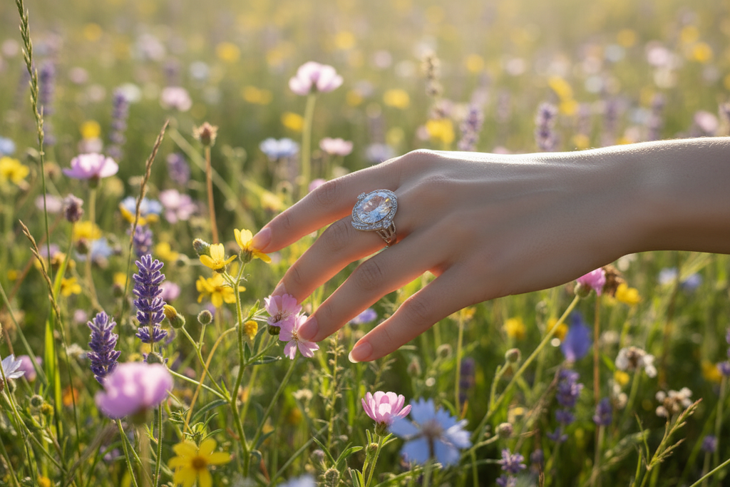 Bague argent 925 avec topaze traitée "mystique" arc en ciel nacrelune.com Bague