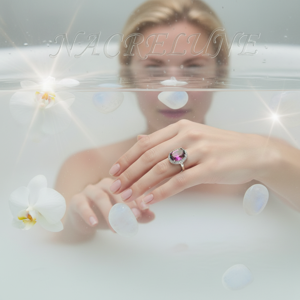 Bague en argent avec topaze mystique entourée de zirconias nacrelune.com Bague