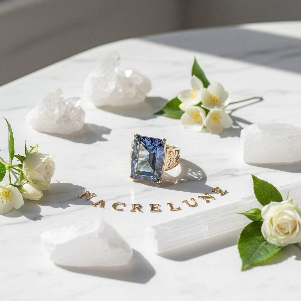 Bague en argent 925 avec topaze traitée "mystique" bleue nacrelune.com Bague