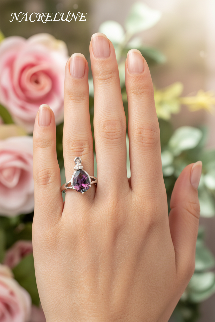 Bague en argent avec topaze taillée traitée nacrelune.com Bague