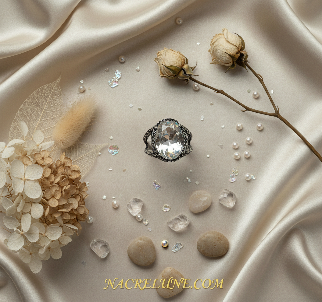 Bague en argent 925 avec topaze traitée mystique multicolore NACRELUNE Bague