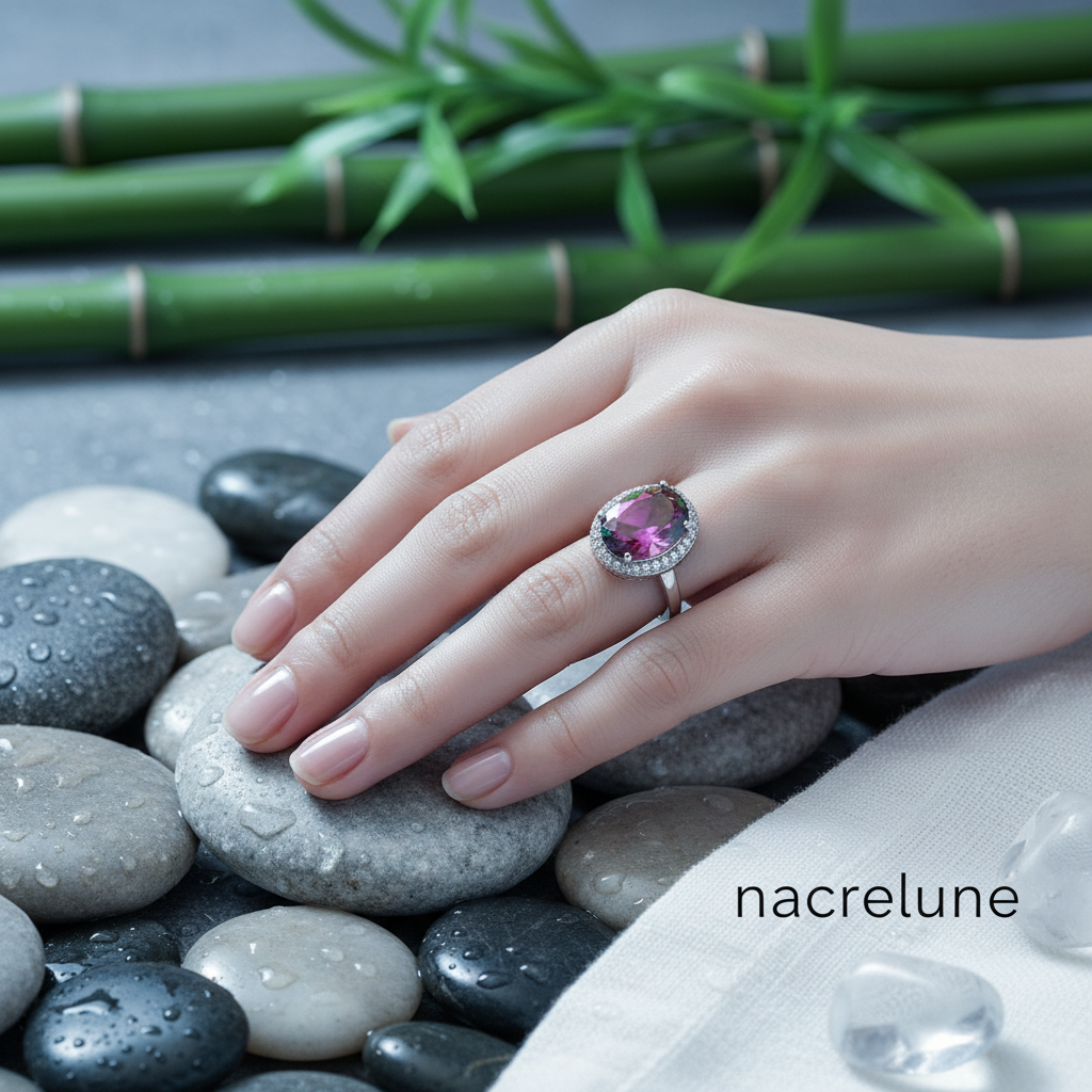 Bague en argent avec topaze mystique entourée de zirconias nacrelune.com Bague