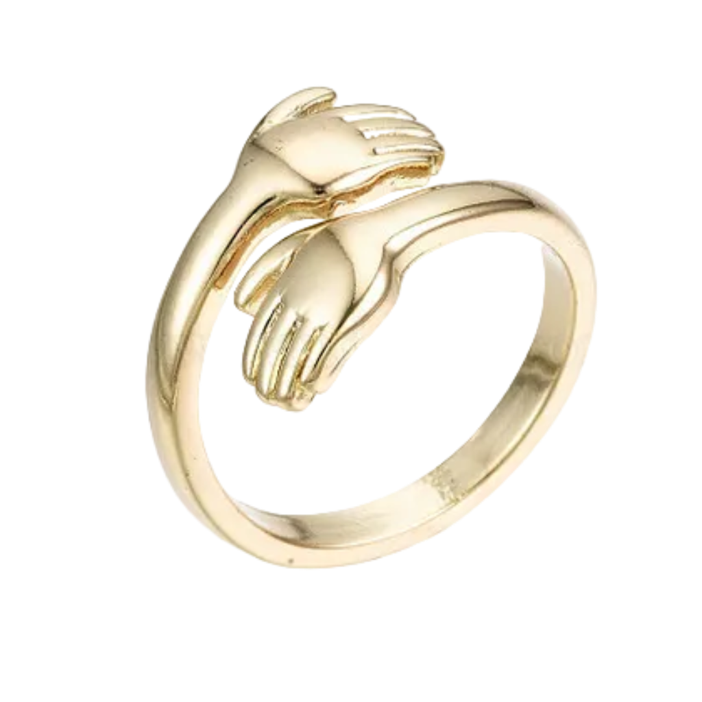 Bague Câlin Réglable Plaqué Or – Mains Enlacées | NACRELUNE nacrelune.com Bague