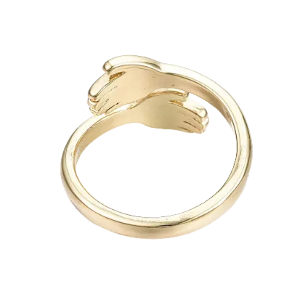 Bague Câlin Réglable Plaqué Or – Mains Enlacées | NACRELUNE nacrelune.com Bague