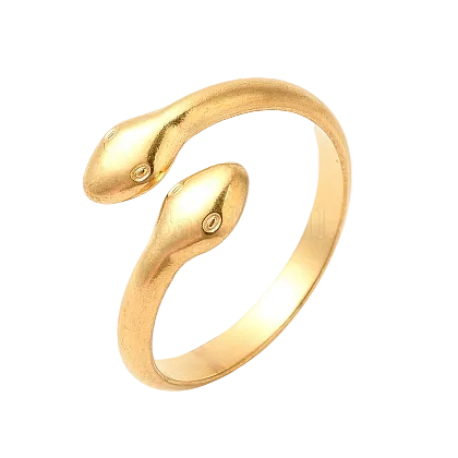 Bague Serpent Réglable en Plaqué Or – Double Tête | NACRELUNE nacrelune.com Bague