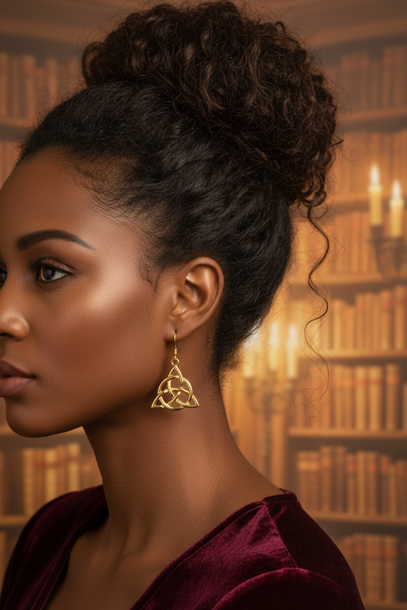 Boucles d'Oreille Triquetra en Laiton Plaqué Or – NACRELUNE NACRELUNE boucles d'oreille