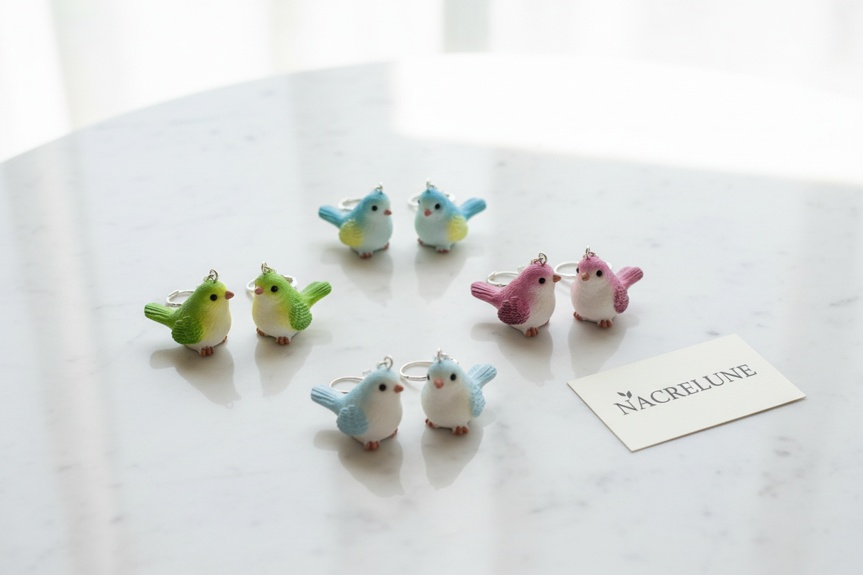 Boucles d'Oreilles Oiseaux en Résine - Bijoux Nature NACRELUNE nacrelune.com boucles d'oreille