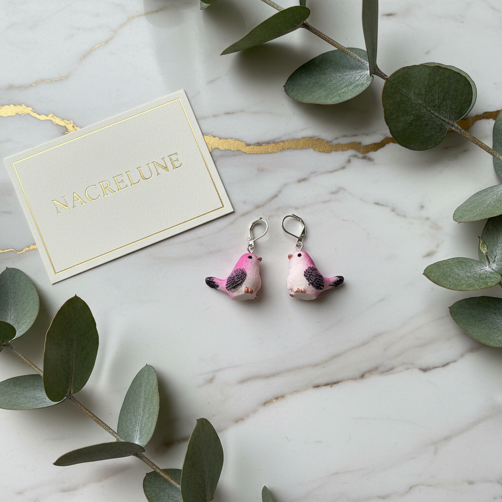 Boucles d'Oreilles Oiseaux en Résine - Bijoux Nature NACRELUNE nacrelune.com boucles d'oreille