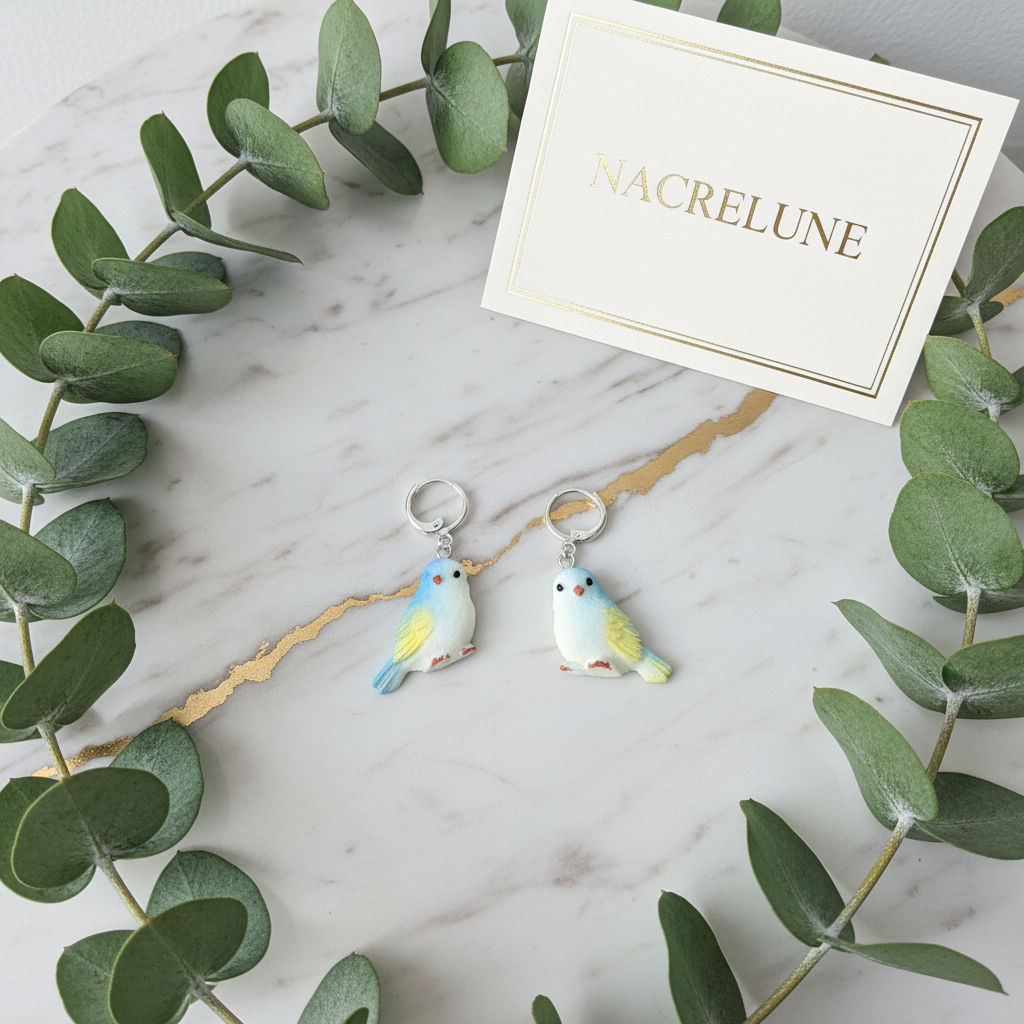 Boucles d'Oreilles Oiseaux en Résine - Bijoux Nature NACRELUNE nacrelune.com boucles d'oreille