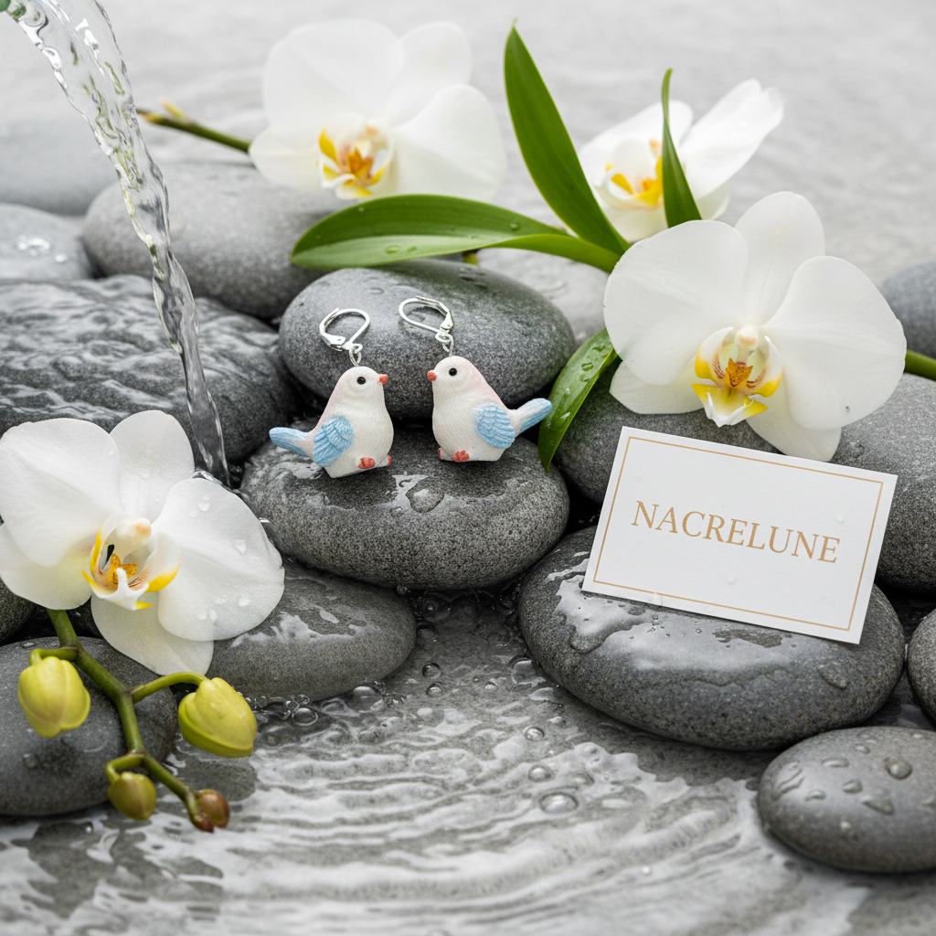 Boucles d'Oreilles Oiseaux en Résine - Bijoux Nature NACRELUNE nacrelune.com boucles d'oreille