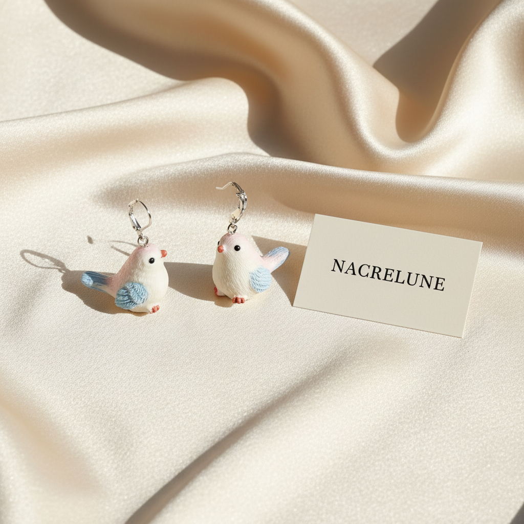 Boucles d'Oreilles Oiseaux en Résine - Bijoux Nature NACRELUNE nacrelune.com boucles d'oreille