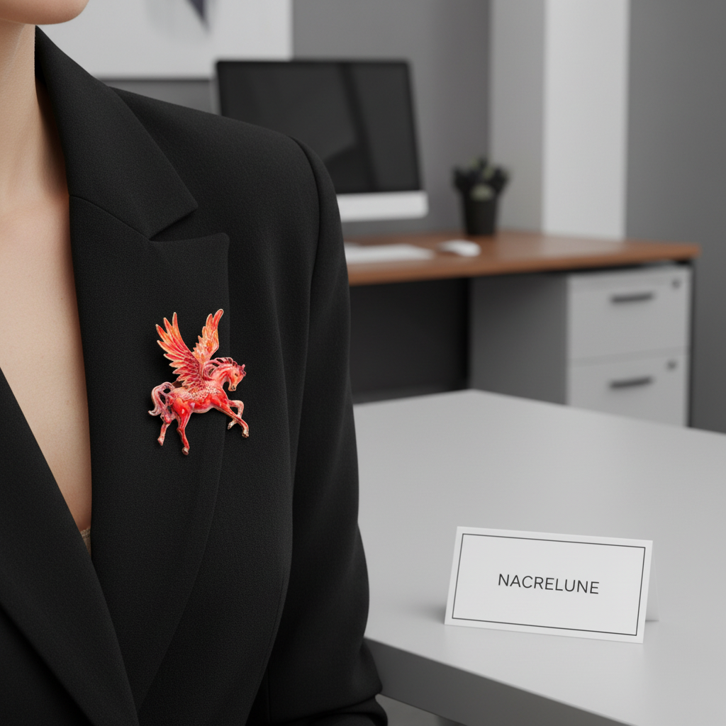 Broche cheval ailé en porcelaine nacrelune.com broche