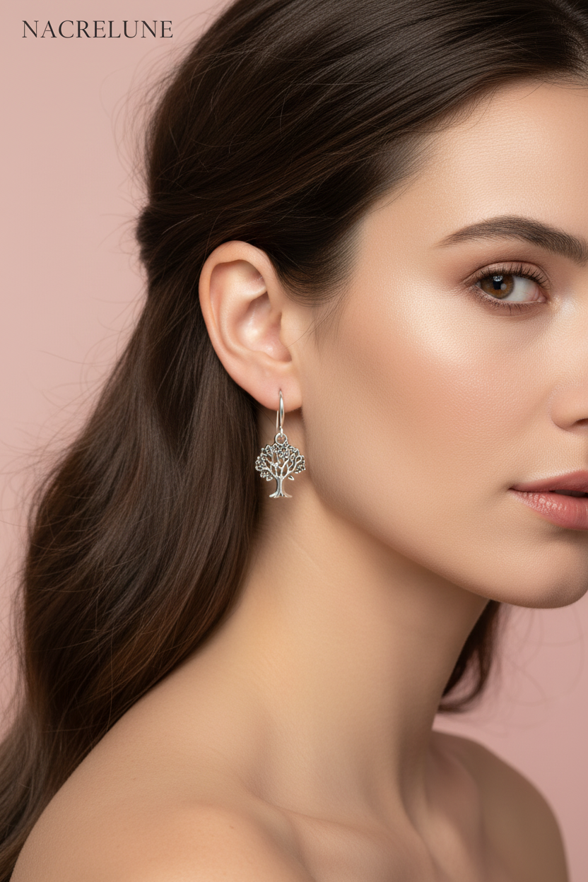 Boucles d'oreille arbre en été – Bijou nature & éclat estival nacrelune.com boucles d'oreille