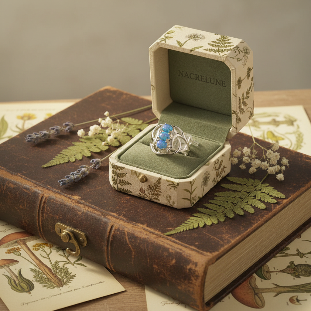 Bague en argent 925 avec opale de feu bleue Bleu nacrelune.com Bague