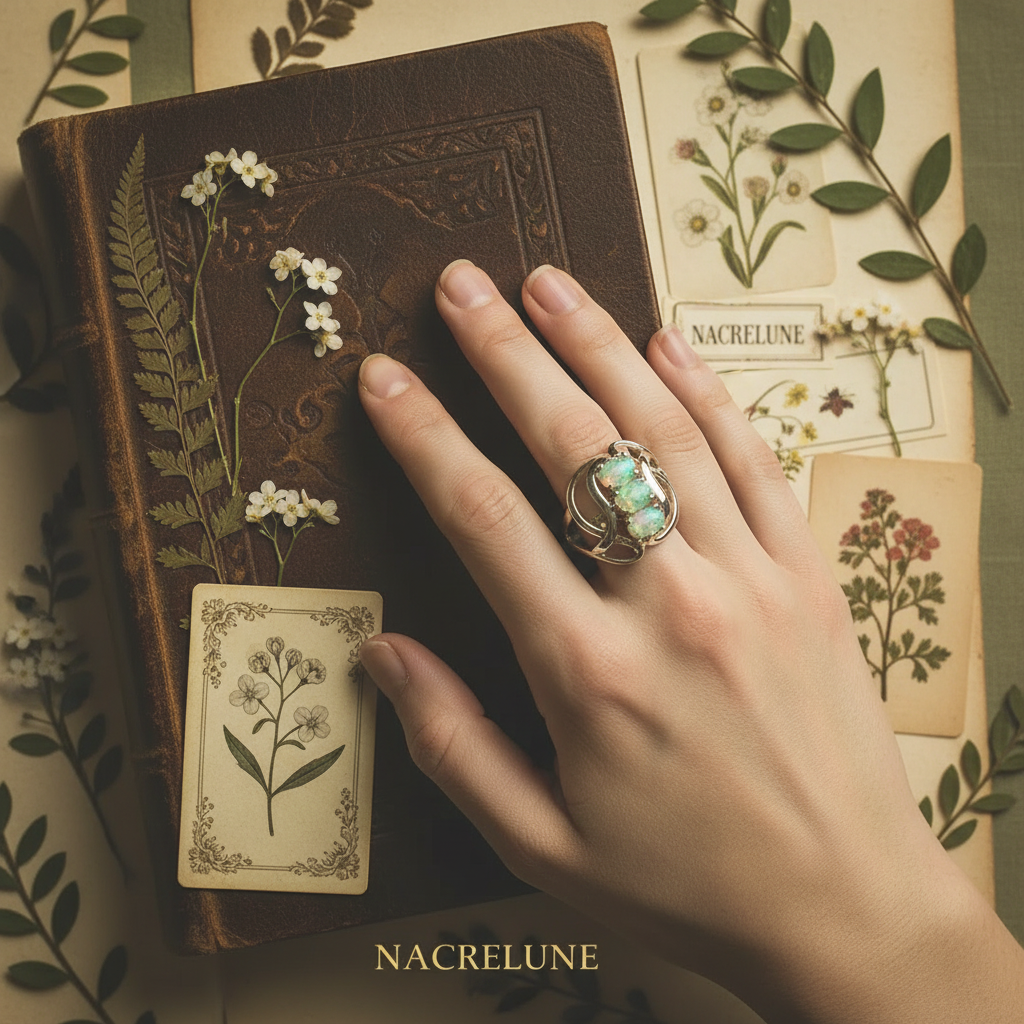 Bague en argent 925 avec opale de feu bleue nacrelune.com Bague