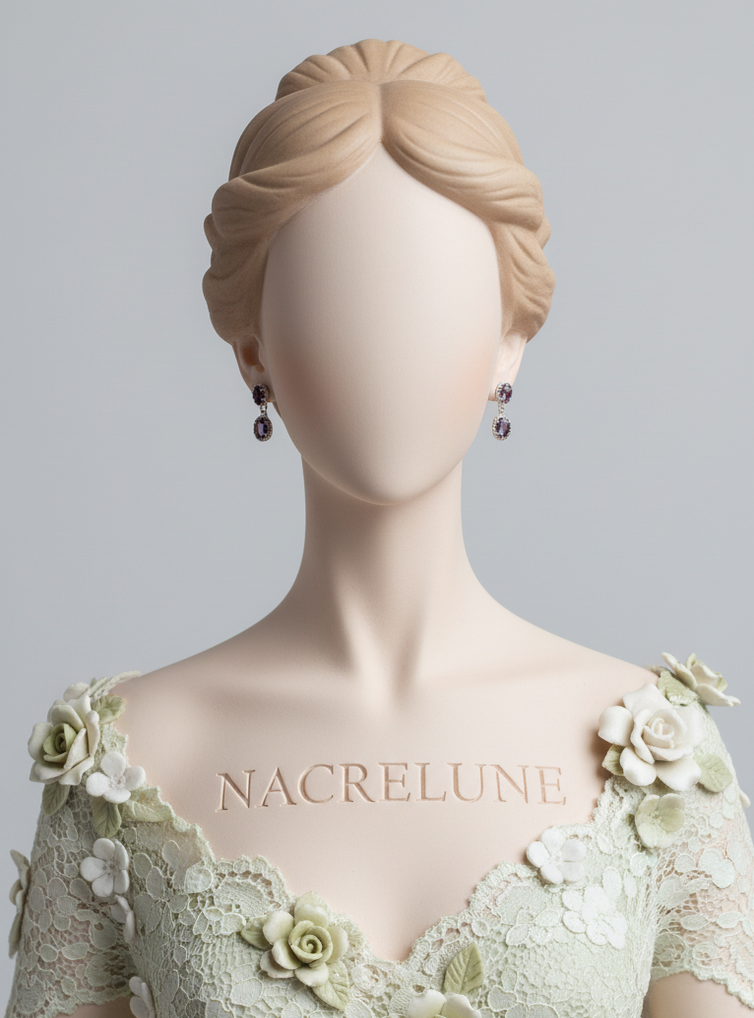 Boucles d'Oreille Argent 925 & Améthystes Taillées – Bijou Semi-Précieux Apaisant | NACRELUNE NACRELUNE boucles d'oreille